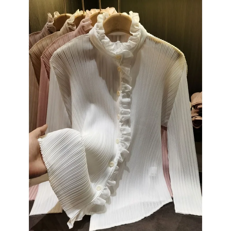 Miyake Pleated Shirt 2026 New Ruffled Stand Collar Pleated Long Sleeve Top Gentle Temperament Women's Commuter Lightweight Shirt
Miyake Pleated Shirt 2026 New Ruffled Stand Collar Pleated Long Sleeve Top Gentle Temperament Women's Commuter Lightweight Shirt