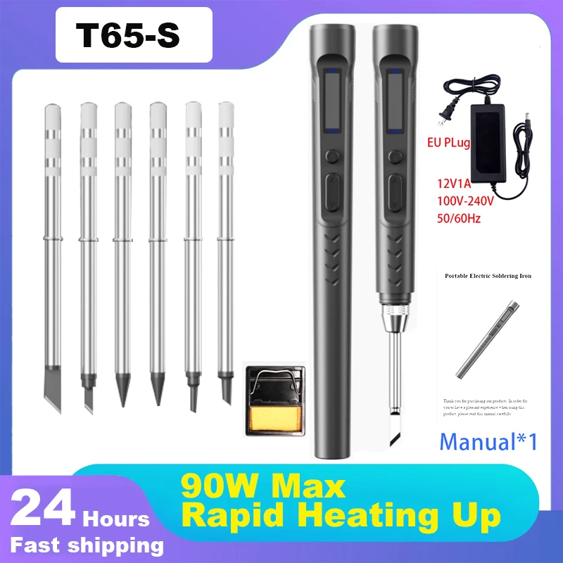 T65-S Smart Electric Soldering Iron Adjustable Constant Temperature DC 90W PD 65W Fast Heat Portable Digital Welding Station Set
T65-S Smart Electric Soldering Iron Adjustable Constant Temperature DC 90W PD 65W Fast Heat Portable Digital Welding Station Set