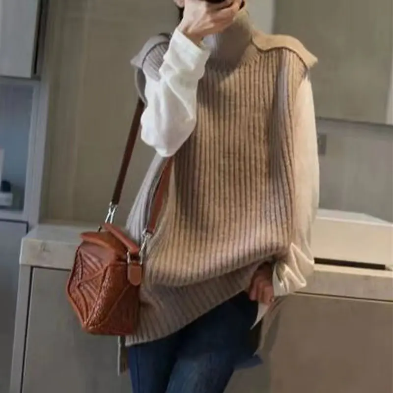 Trendy Women's Autumn Winter Cashmere Knitted Sweater Vest High Collar Loose Fit Overhead Style Korean Version Fashionable
Trendy Women's Autumn Winter Cashmere Knitted Sweater Vest High Collar Loose Fit Overhead Style Korean Version Fashionable