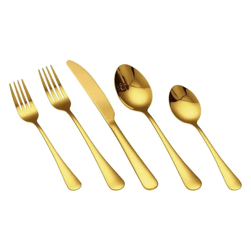 100-piece cutlery set in gold, food-safe stainless steel for 20 people, with a high-gloss finish, dishwasher-safe, including knives, forks, and spoons
100-piece cutlery set in gold, food-safe stainless steel for 20 people, with a high-gloss finish, dishwasher-safe, including knives, forks, and spoons