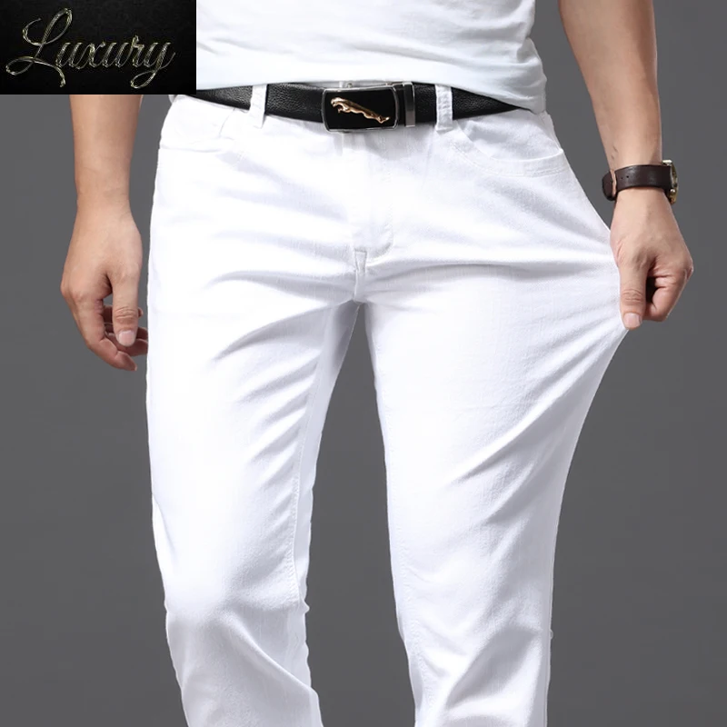 For four seasons comfortable white denim men jeans Fashion Casual Classic Style Slim Trousers Male Brand Advanced Stretch Pants
For four seasons comfortable white denim men jeans Fashion Casual Classic Style Slim Trousers Male Brand Advanced Stretch Pants