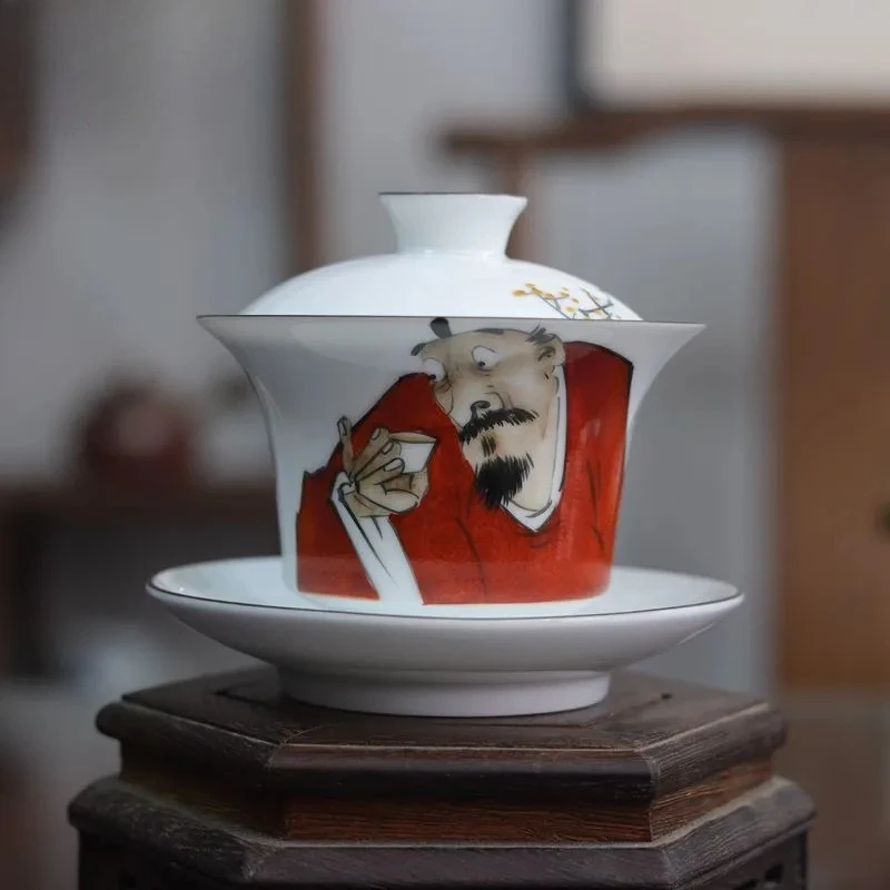 170ml Hand-painted Zhong Kui Damo Figures Gaiwan Retro Tea Tureen Bowl with Lid Kit Tea Maker Cover Bowl Items Craft
170ml Hand-painted Zhong Kui Damo Figures Gaiwan Retro Tea Tureen Bowl with Lid Kit Tea Maker Cover Bowl Items Craft