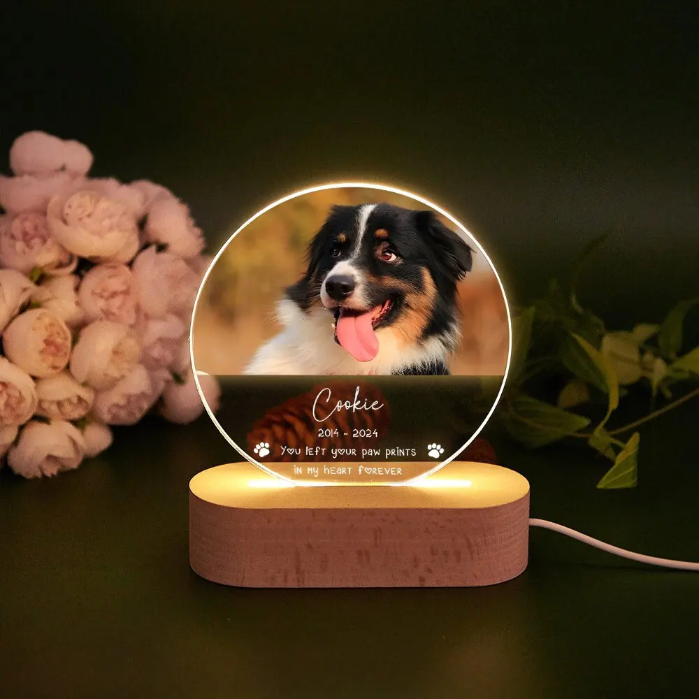 Custom Acrylic Dog Cat Portrait Lamp Personalized Pet Photo Text Glowing Decor Pet Memorial Comfort for Lost Pets Household Gift
Custom Acrylic Dog Cat Portrait Lamp Personalized Pet Photo Text Glowing Decor Pet Memorial Comfort for Lost Pets Household Gift