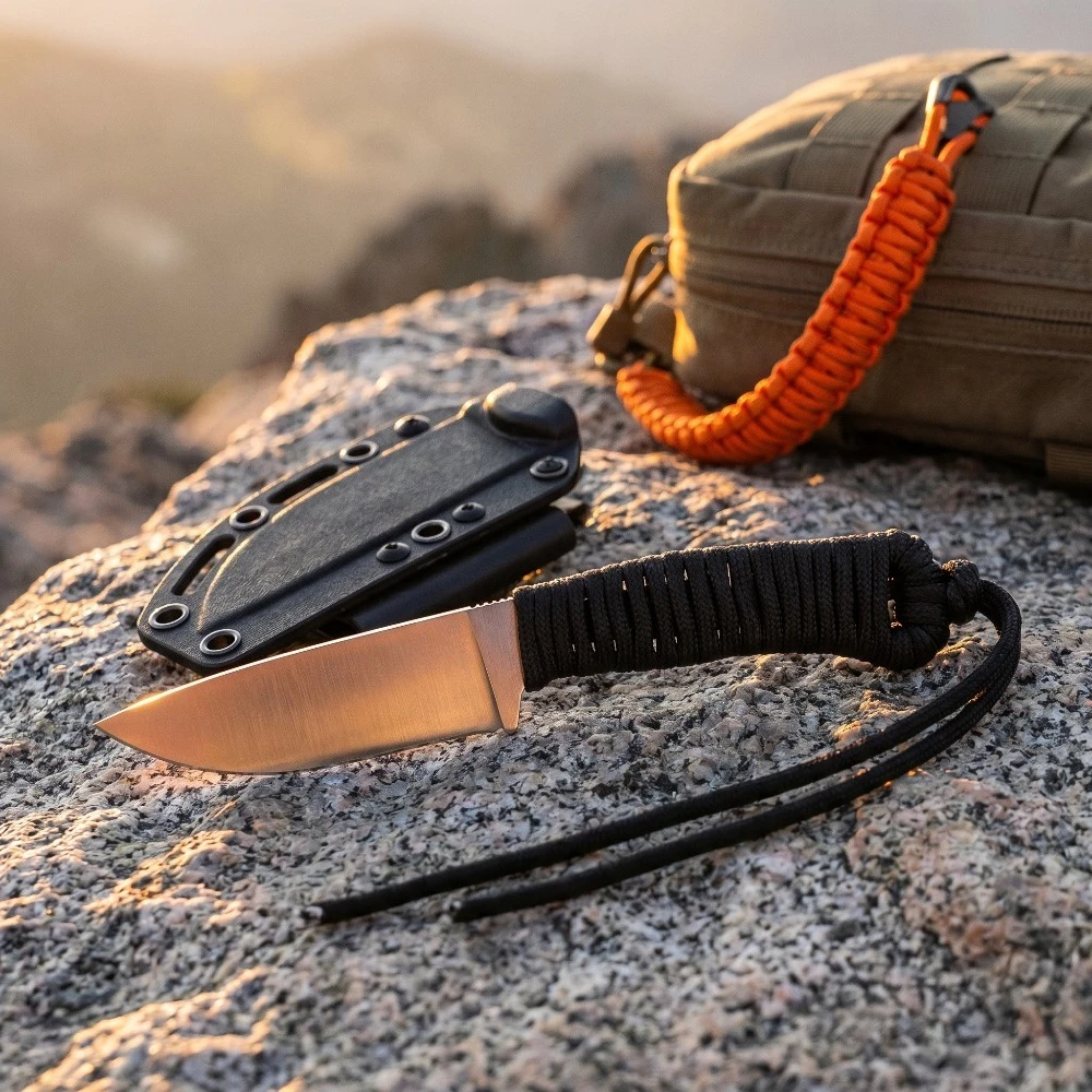 Lightweight Outdoor Straight Knife 440C Fixed Blade Full Tang Black Nylon Rope Strap Handle with Sheath Outdoor Camping EDC Tool
Lightweight Outdoor Straight Knife 440C Fixed Blade Full Tang Black Nylon Rope Strap Handle with Sheath Outdoor Camping EDC Tool