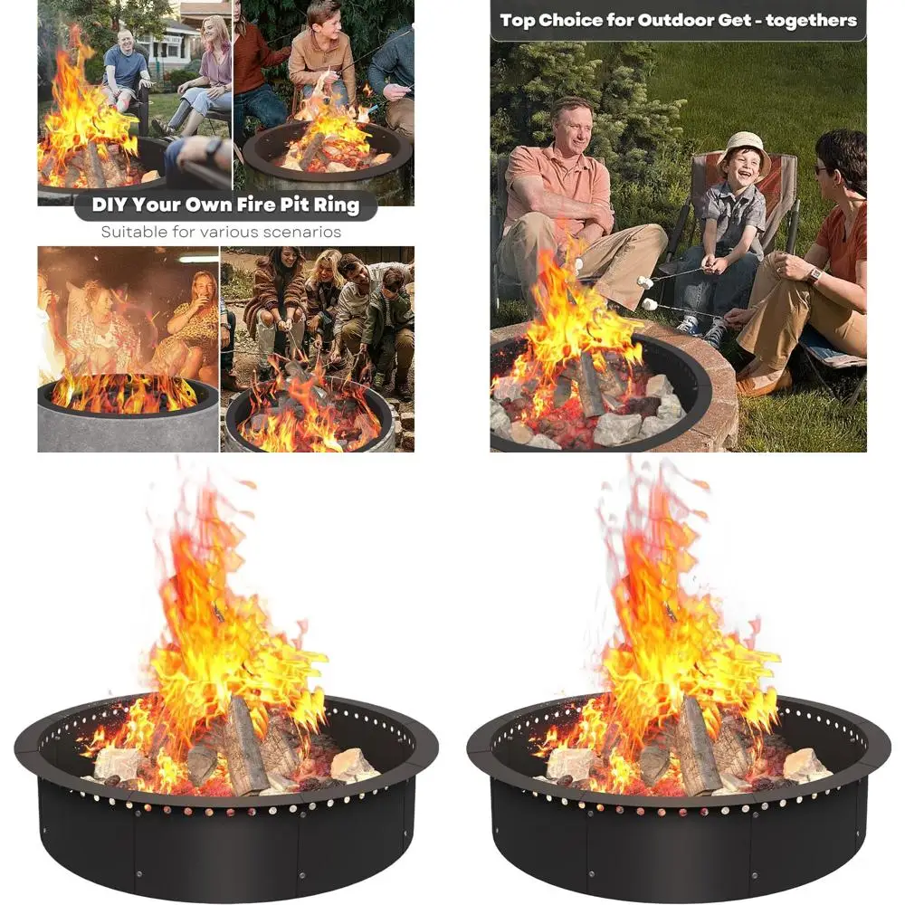 39 Heavy-Duty Round Metal Fire Pit Ring, Outdoor DIY Campfire Liner for Wood Burning, Black
39 Heavy-Duty Round Metal Fire Pit Ring, Outdoor DIY Campfire Liner for Wood Burning, Black