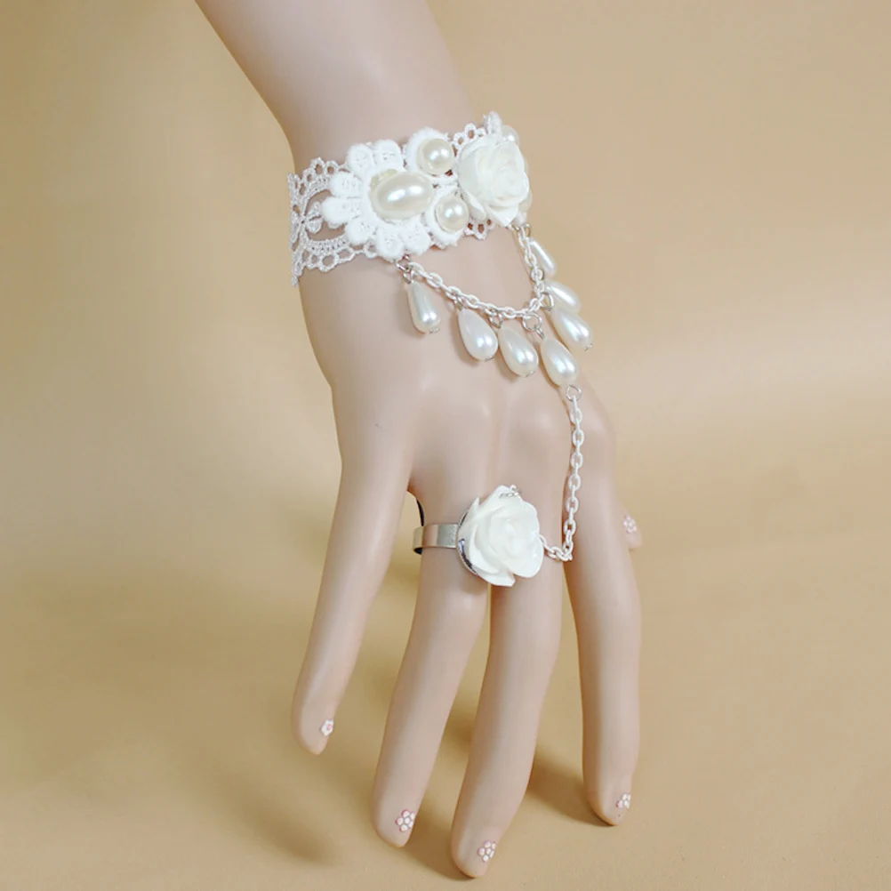 Pearl Lace Women White Rose Finger Ring Bracelet Alloy Bride Finger Ring Elegant Gift Valentine Birthday Accessories
Pearl Lace Women White Rose Finger Ring Bracelet Alloy Bride Finger Ring Elegant Gift Valentine Birthday Accessories