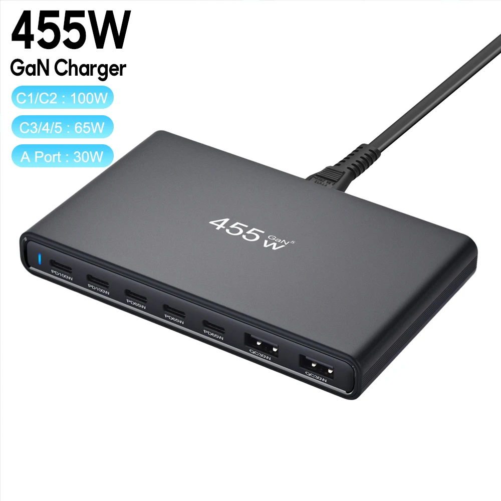 Зарядное устройство GaN 455 Вт USB C Быстрое настольное 7-портовое зарядное устройство USB Type C PD 100 Вт Быстрая зарядка для iPhone 16 15 Samsung S24 Ноутбуки Xiaomi
Зарядное устройство GaN 455 Вт USB C Быстрое настольное 7-портовое зарядное устройство USB Type C PD 100 Вт Быстрая зарядка для iPhone 16 15 Samsung S24 Ноутбуки Xiaomi