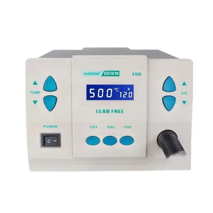 Lead-Free 1000W Yaogong 861dw Electric Soldering Iron Heat Gun SMD Rework Station110V/220V
Lead-Free 1000W Yaogong 861dw Electric Soldering Iron Heat Gun SMD Rework Station110V/220V