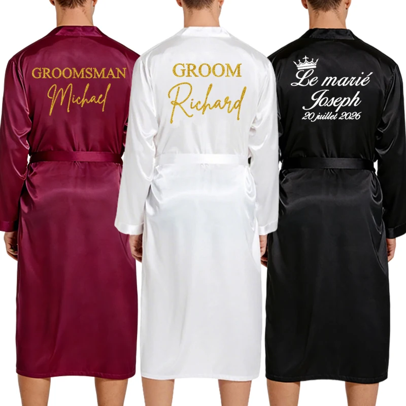 Мужской халат из шелковистой ткани с персонализацией (имя и дата), для жениха, на свадьбу, мягкий домашний кимоно-халат для вечеринки
Мужской халат из шелковистой ткани с персонализацией (имя и дата), для жениха, на свадьбу, мягкий домашний кимоно-халат для вечеринки