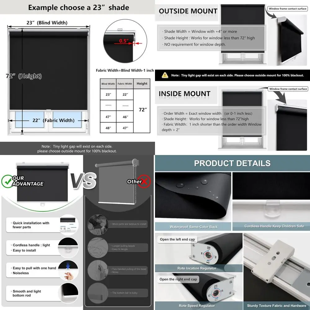 Затемняющие беспроводные роликовые шторы для окон, затемнения помещений, защита от ультрафиолета, 45 Вт x 72 ч, черный
Затемняющие беспроводные роликовые шторы для окон, затемнения помещений, защита от ультрафиолета, 45 Вт x 72 ч, черный