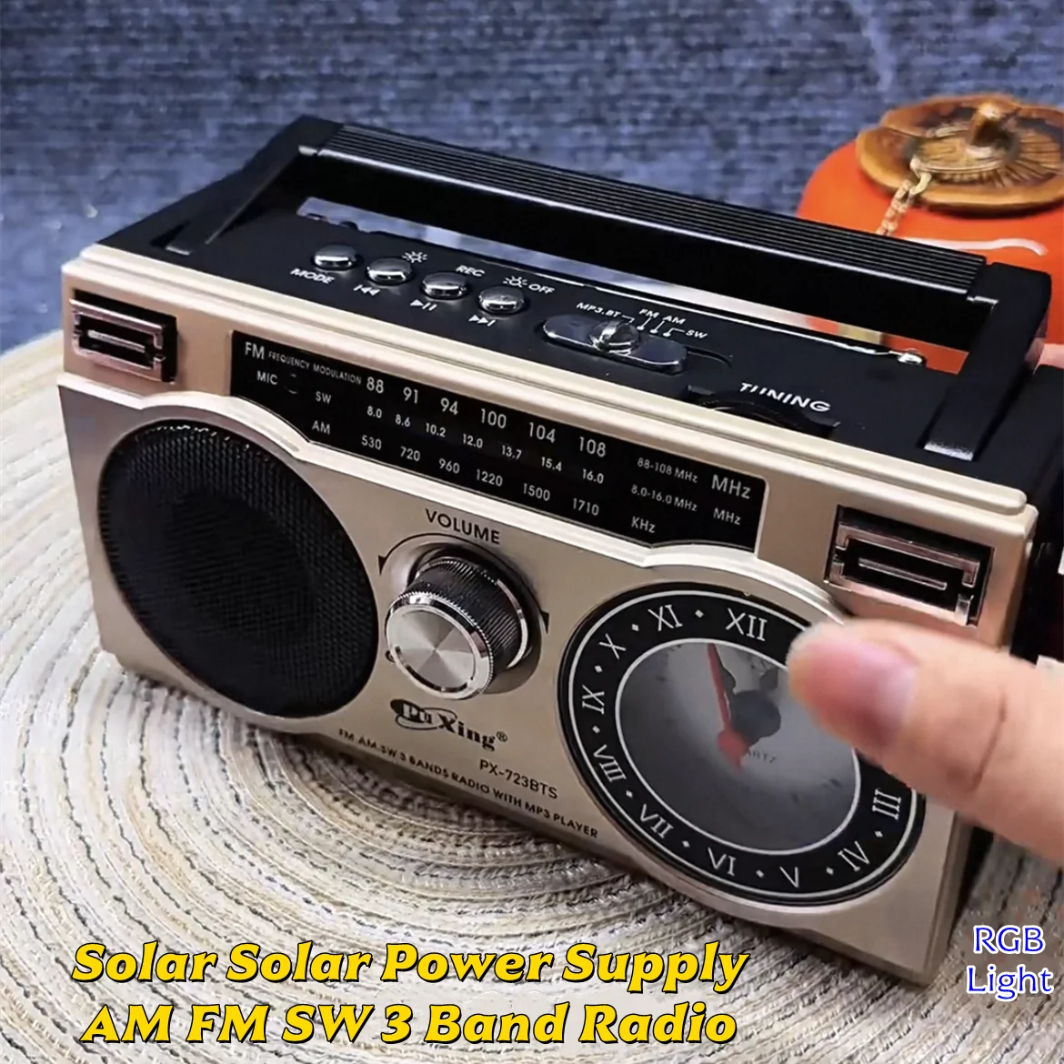 Портативное винтажное ретро-радио с приемом AM/FM/SW, USB, цветной RGB-подсветкой, динамиками и функцией записи, с часами
Портативное винтажное ретро-радио с приемом AM/FM/SW, USB, цветной RGB-подсветкой, динамиками и функцией записи, с часами