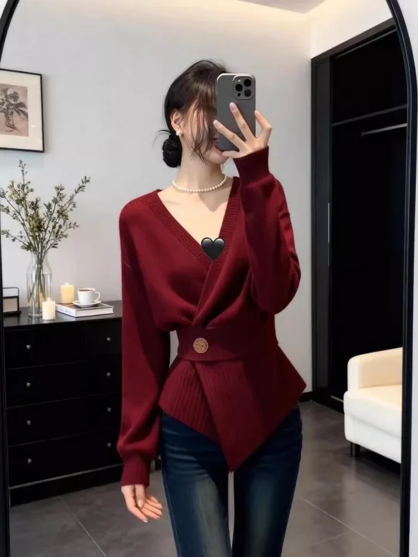 plus Size Korean Sle Knitted Sweater V-Ne Cross Design Women's Autumn Winter Slimming Top Comfortable Stretchy Long Sve
plus Size Korean Sle Knitted Sweater V-Ne Cross Design Women's Autumn Winter Slimming Top Comfortable Stretchy Long Sve