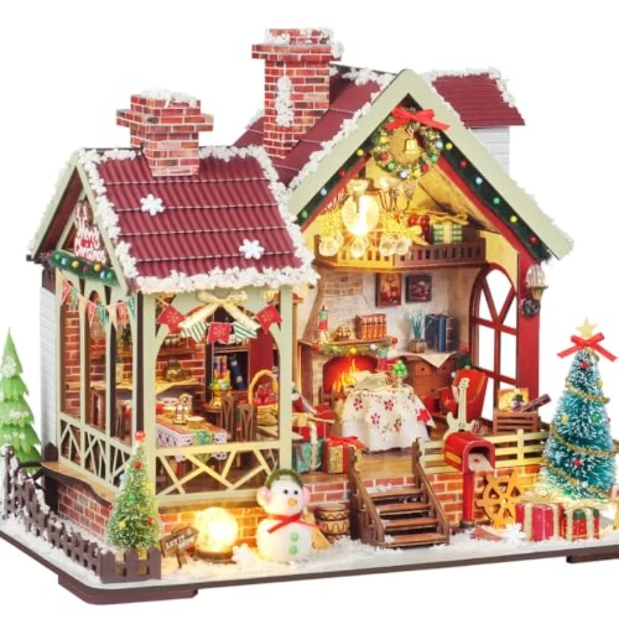 Christmas Lodge Book Nook Kit with LED Light 3D Wooden Puzzle DIY Miniature House Decor in Red and Brown for Adults Teens Chris
Christmas Lodge Book Nook Kit with LED Light 3D Wooden Puzzle DIY Miniature House Decor in Red and Brown for Adults Teens Chris