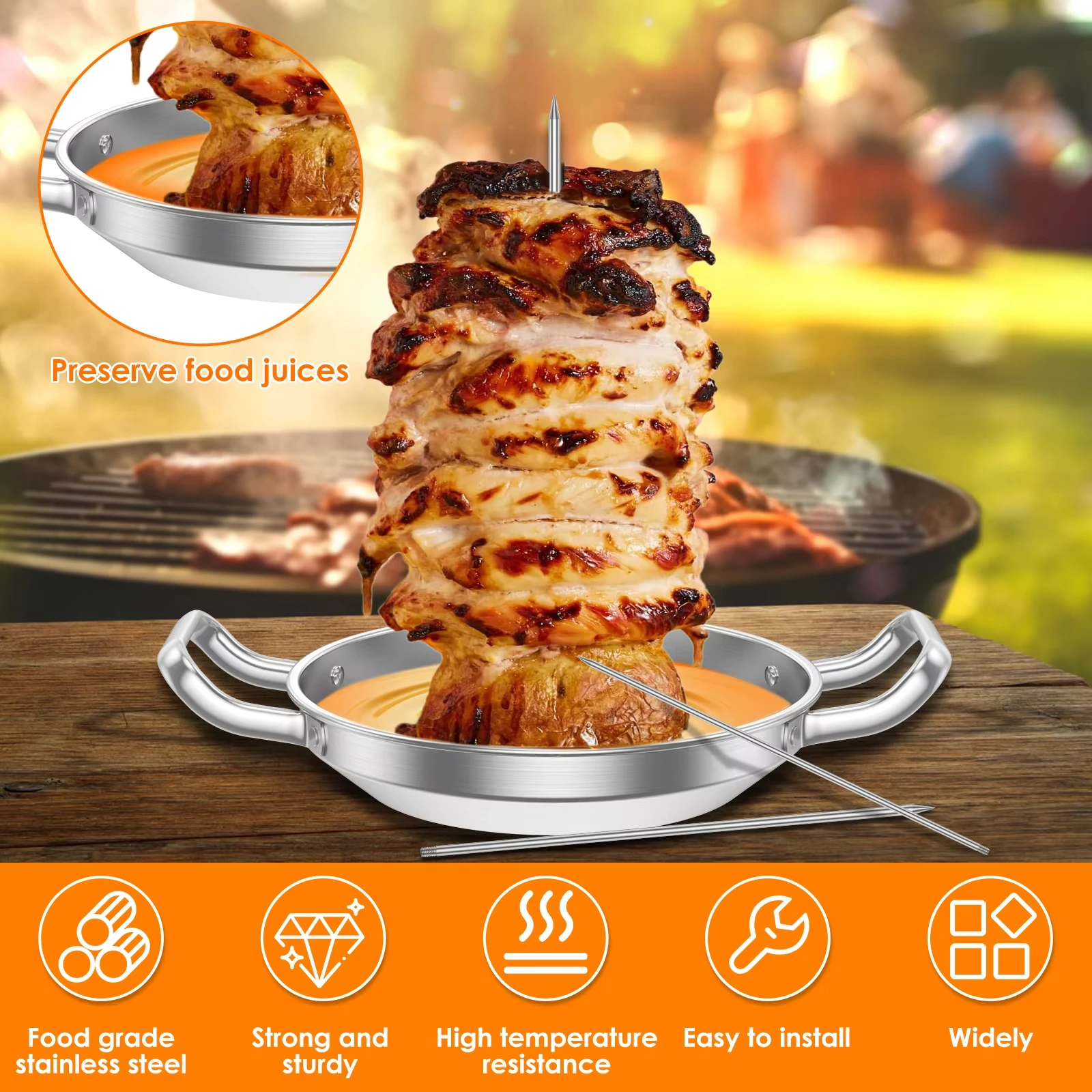 Stainless Steel Cookware Grill Tool Vertical Skewer Stand Barbecue Portable Camping Travel Vertical Bbq Pan Kitchen Accessories
Stainless Steel Cookware Grill Tool Vertical Skewer Stand Barbecue Portable Camping Travel Vertical Bbq Pan Kitchen Accessories