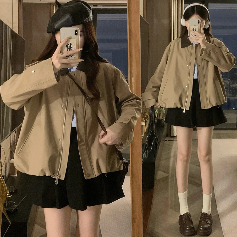 Faionable Khaki Sle Coat 2025 Autumn New Women's Casual Lapel Ele Slimming ort Outerwear Polyester Fiber 00%
Faionable Khaki Sle Coat 2025 Autumn New Women's Casual Lapel Ele Slimming ort Outerwear Polyester Fiber 00%