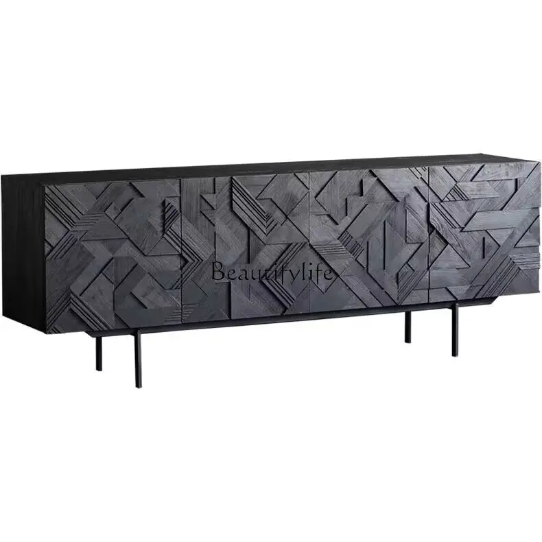 New Chinese style black oak dining side cabinet Nordic light luxury hand-carved decorative porch TV cabinet
New Chinese style black oak dining side cabinet Nordic light luxury hand-carved decorative porch TV cabinet