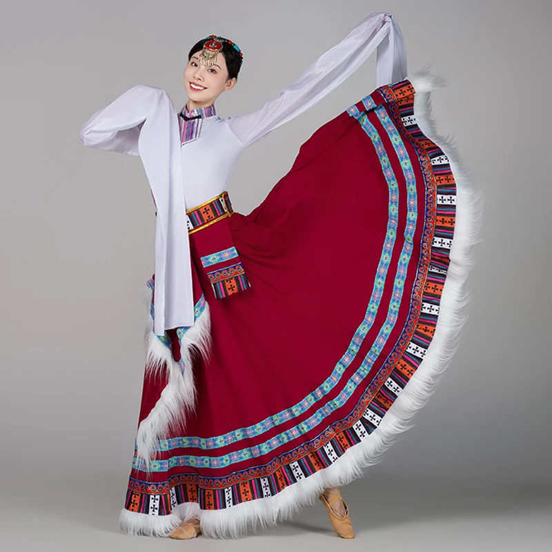 Женское тибетское танцевальное платье, наряды с рукавами воды, юбка на 360 градусов, китайский стиль, этнический монгольский костюм для выступлений
Женское тибетское танцевальное платье, наряды с рукавами воды, юбка на 360 градусов, китайский стиль, этнический монгольский костюм для выступлений