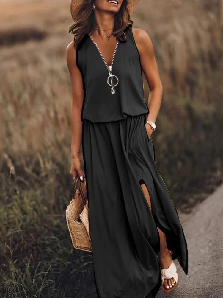 Fashion New Zipper Splice V Neck Pullover Dresses Women Side Pockets Split Hem Dress 2024 Vintage Print Female Floor-length Gown
Fashion New Zipper Splice V Neck Pullover Dresses Women Side Pockets Split Hem Dress 2024 Vintage Print Female Floor-length Gown