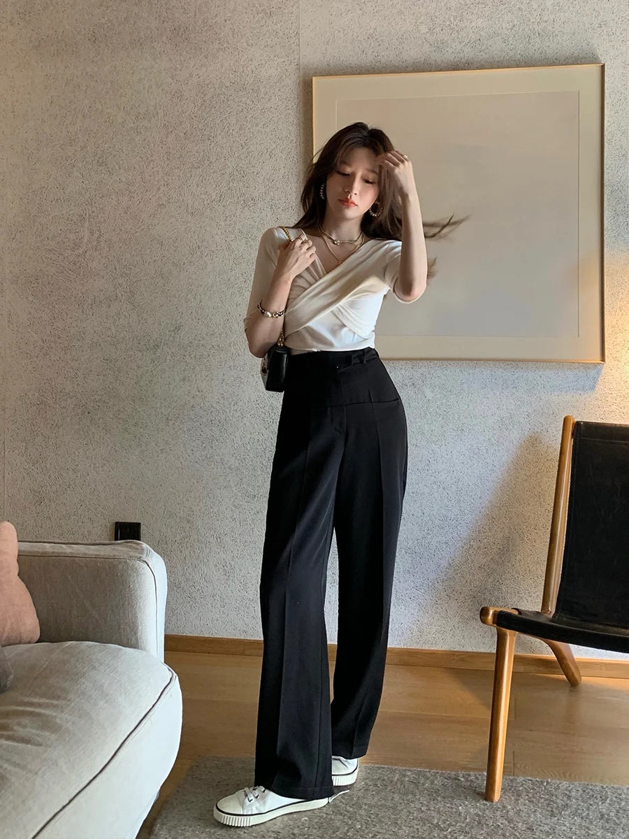 Брюки YANUOYU с высокой талией и широкими штанинами, повседневные, струящиеся, в пол, асимметричные, в корейском стиле, для офиса и повседневной носки
Брюки YANUOYU с высокой талией и широкими штанинами, повседневные, струящиеся, в пол, асимметричные, в корейском стиле, для офиса и повседневной носки