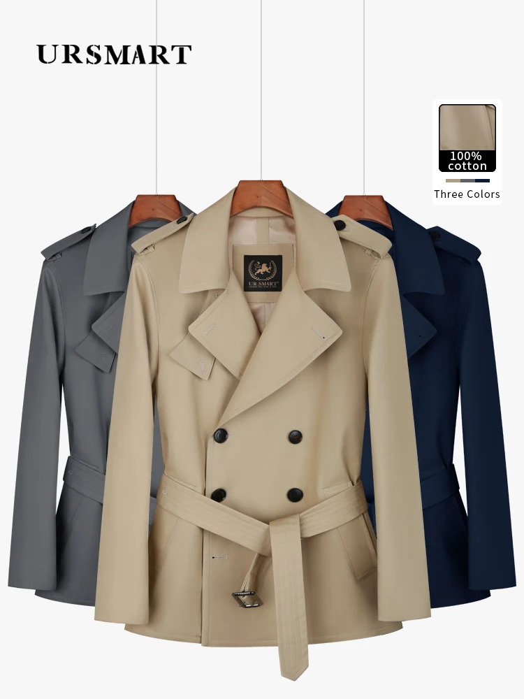 Cotton short style large lapel trench coat for men with double breasted fashionable khaki color for men with thickened wool inne
Cotton short style large lapel trench coat for men with double breasted fashionable khaki color for men with thickened wool inne