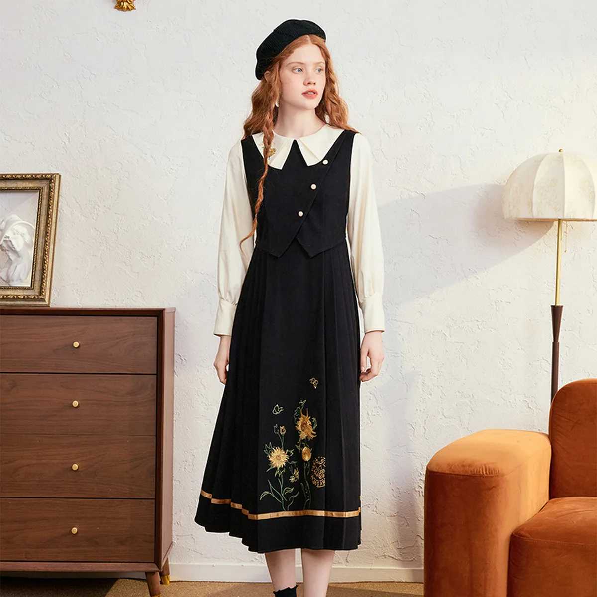 Van Gogh-Inspired Sunflower Embroidered Color Block Dress – Summer Essential for Academia
Van Gogh-Inspired Sunflower Embroidered Color Block Dress – Summer Essential for Academia