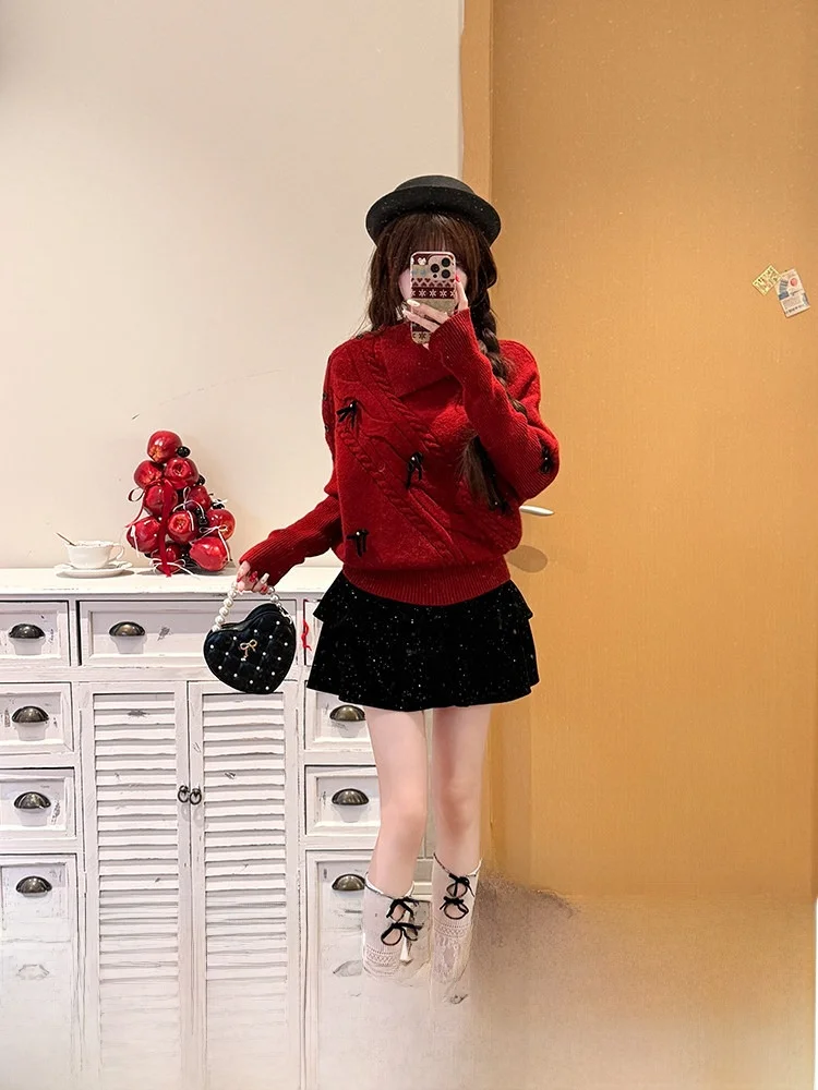 Sweet Sle Asymmetric Batwing Sve Knitted Sweater Women's Winter New Year's Faion Red Irregular Fabric Pig Wine Heart F...
Sweet Sle Asymmetric Batwing Sve Knitted Sweater Women's Winter New Year's Faion Red Irregular Fabric Pig Wine Heart F...