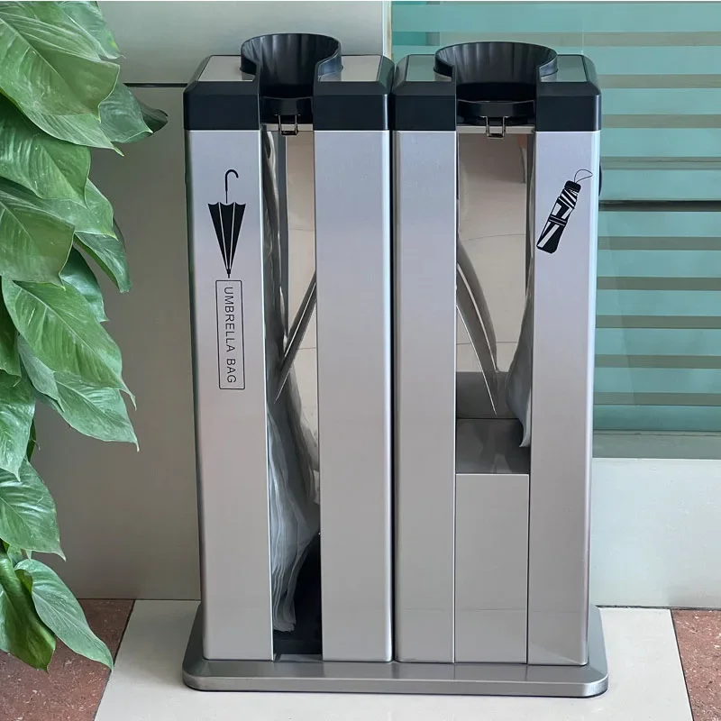 Dual Wet Umbrella Bag Dispenser with Stainless Steel Body for Long & Short Umbrellas Hotel Lobby
Dual Wet Umbrella Bag Dispenser with Stainless Steel Body for Long & Short Umbrellas Hotel Lobby