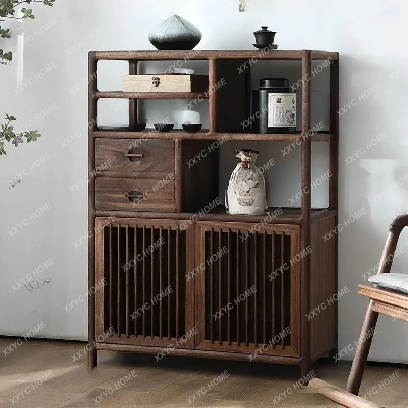 New Chinese-style all-solid wood living room storage bookshelf walnut partition display cabinet
New Chinese-style all-solid wood living room storage bookshelf walnut partition display cabinet