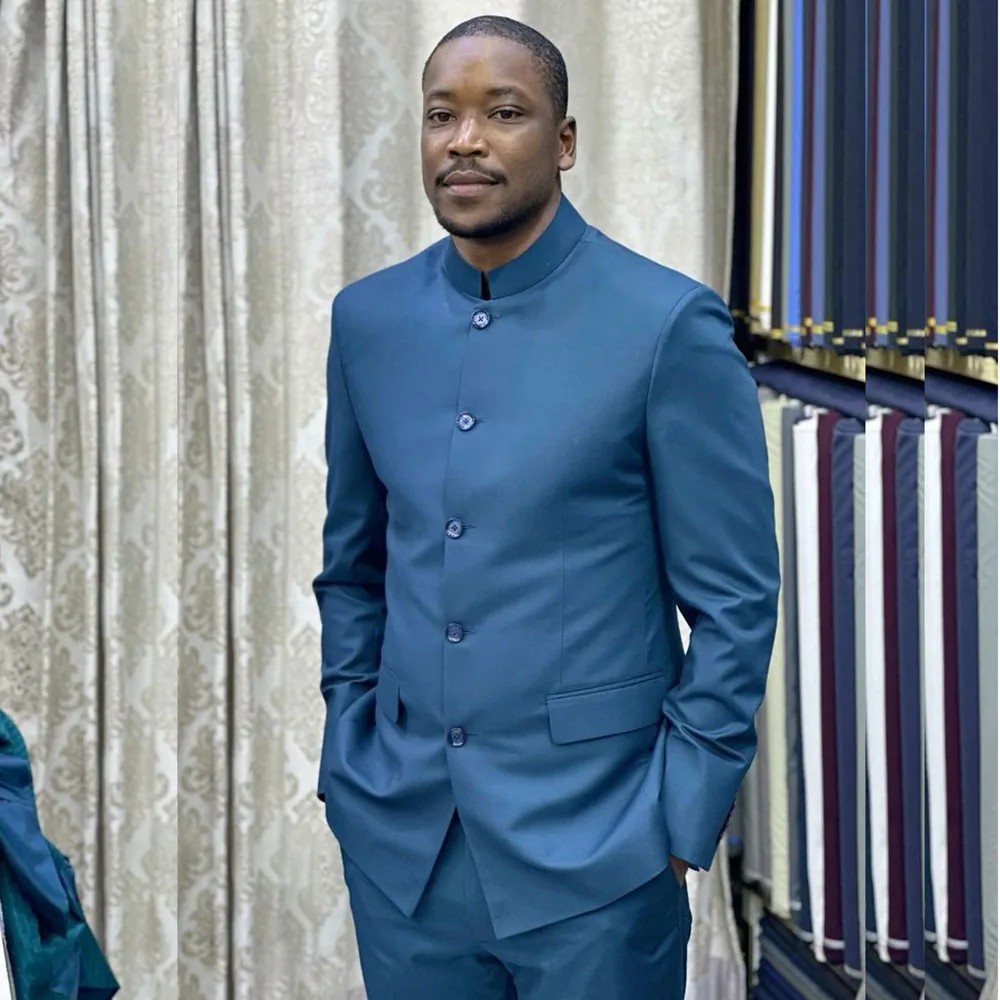 High Quality Blue Men Suits Fashion Single Breasted Stand Lapel Blazer Slim Fit Casual 2 Piece Jacket Pants Outfits Costume 2025
High Quality Blue Men Suits Fashion Single Breasted Stand Lapel Blazer Slim Fit Casual 2 Piece Jacket Pants Outfits Costume 2025