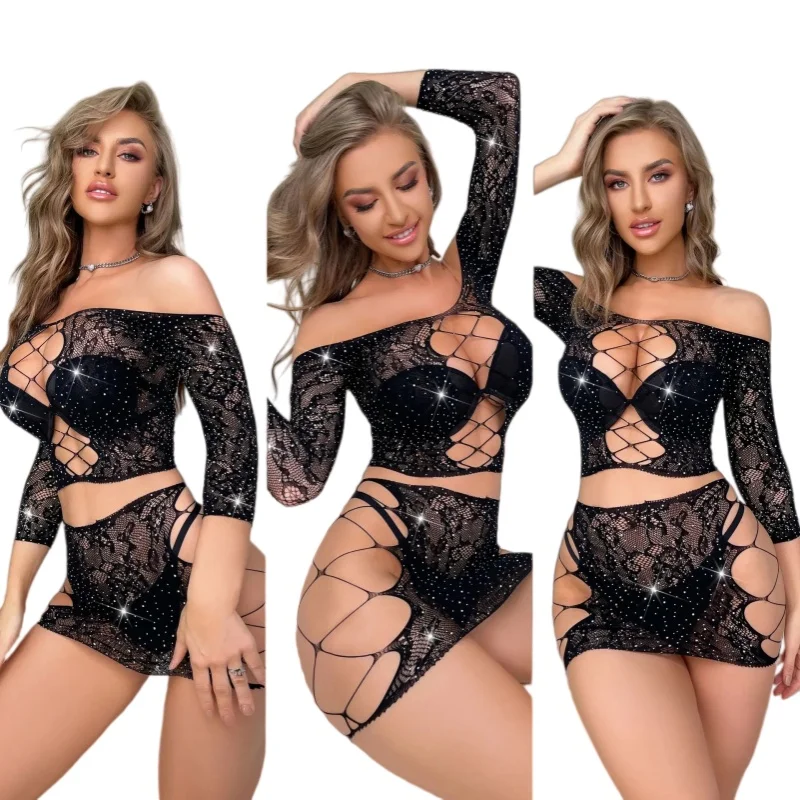 Dress Tight Fitting Transparent Jacquard Hot Diamond Two-piece Set Sexy Lingerie Women Dresses With Sleeves Party Long Dresses
Dress Tight Fitting Transparent Jacquard Hot Diamond Two-piece Set Sexy Lingerie Women Dresses With Sleeves Party Long Dresses