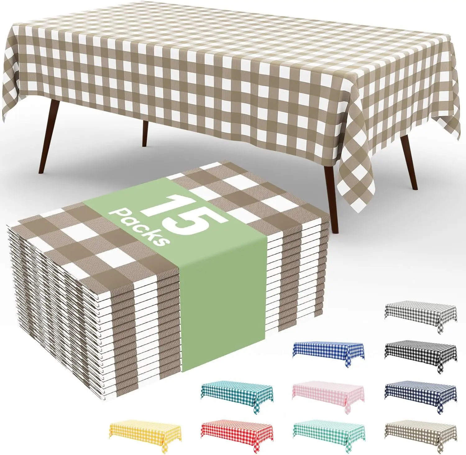 15 Packs Disposable Table Cloth, 54 x 108 Inch Waterproof Plastic Tablecloth, RecKhaki and White
15 Packs Disposable Table Cloth, 54 x 108 Inch Waterproof Plastic Tablecloth, RecKhaki and White