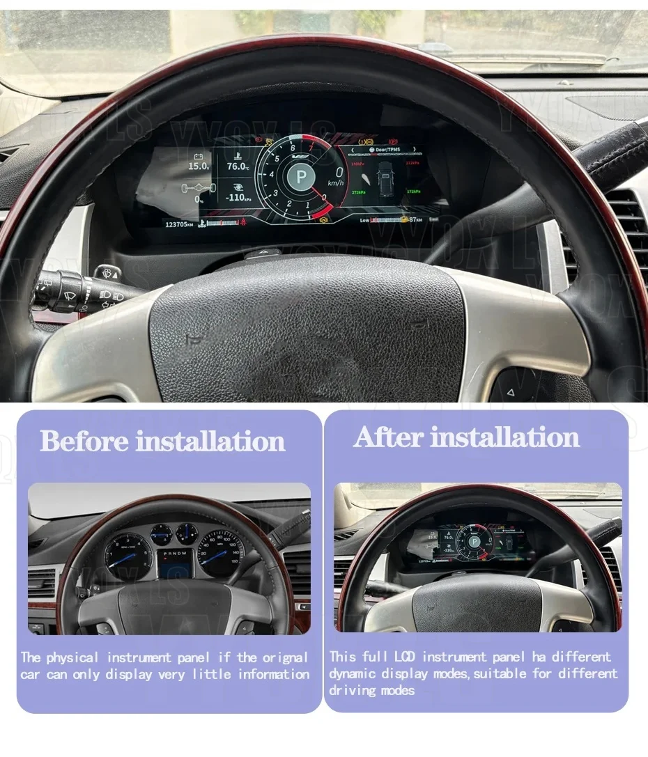 12,3-дюймовый цифровой приборный щиток для Cadillac Escalade 2006-2013 с HD-дисплеем, беспроводным CarPlay и виртуальным спидометром
12,3-дюймовый цифровой приборный щиток для Cadillac Escalade 2006-2013 с HD-дисплеем, беспроводным CarPlay и виртуальным спидометром