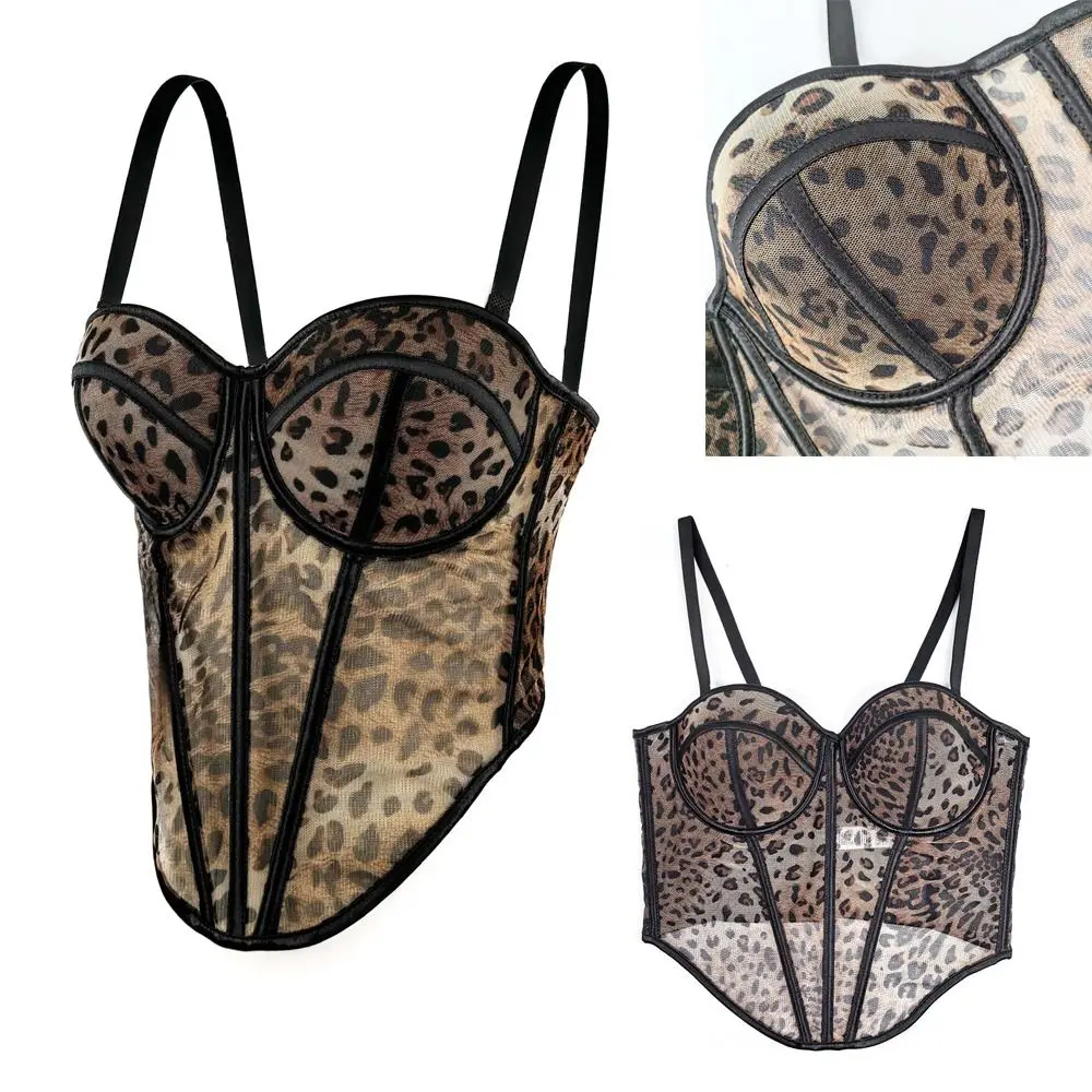 Street Hipster Sexy Corset Bustier Top Leopard Print Mesh Lace Camisole Top Boned Splicing Corset Lingerie Women
Street Hipster Sexy Corset Bustier Top Leopard Print Mesh Lace Camisole Top Boned Splicing Corset Lingerie Women