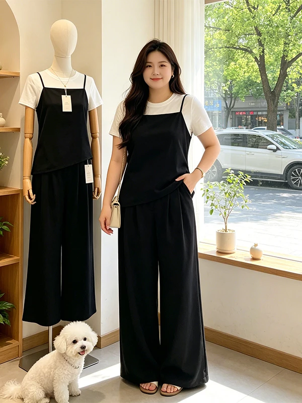 plus Size Women's Summer 2026 Korean Style Casual Loose Feel Strap T-Shirt Long Pants Three Piece Set Anti-Aging Trendy
plus Size Women's Summer 2026 Korean Style Casual Loose Feel Strap T-Shirt Long Pants Three Piece Set Anti-Aging Trendy