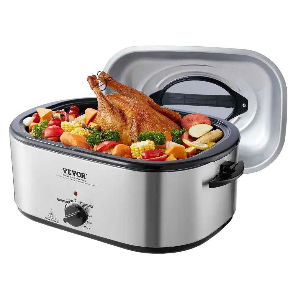 Electric Roaster Oven 24QT Self-Basting Lid 1450W Defrost Warm Adjustable Temp Removable Pan Rack Turkey Up to 28LBS Silver
Electric Roaster Oven 24QT Self-Basting Lid 1450W Defrost Warm Adjustable Temp Removable Pan Rack Turkey Up to 28LBS Silver