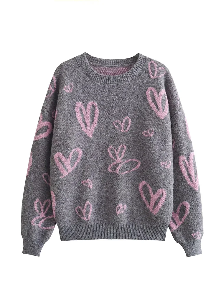 2024 Autumn/Winter European-Style Female Love Jacquard Crew-Neck Long-Sleeved Knit Sweater
2024 Autumn/Winter European-Style Female Love Jacquard Crew-Neck Long-Sleeved Knit Sweater