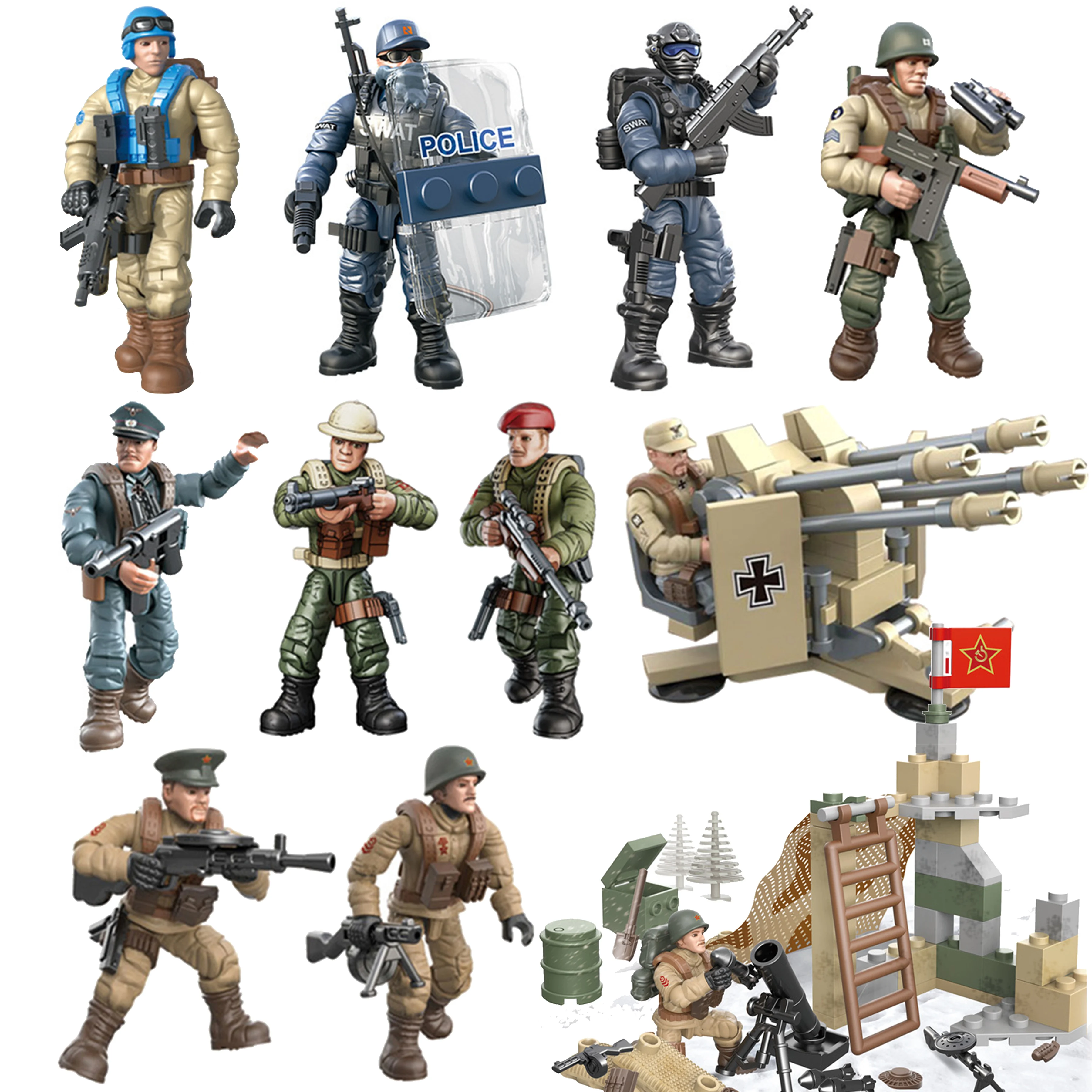 1:35 DIY Figure WW2 Soldier SWAT USA Army Military Series Weapon Gun Playmobil Model Building Block Brick Children Kid Gift Toys
1:35 DIY Figure WW2 Soldier SWAT USA Army Military Series Weapon Gun Playmobil Model Building Block Brick Children Kid Gift Toys