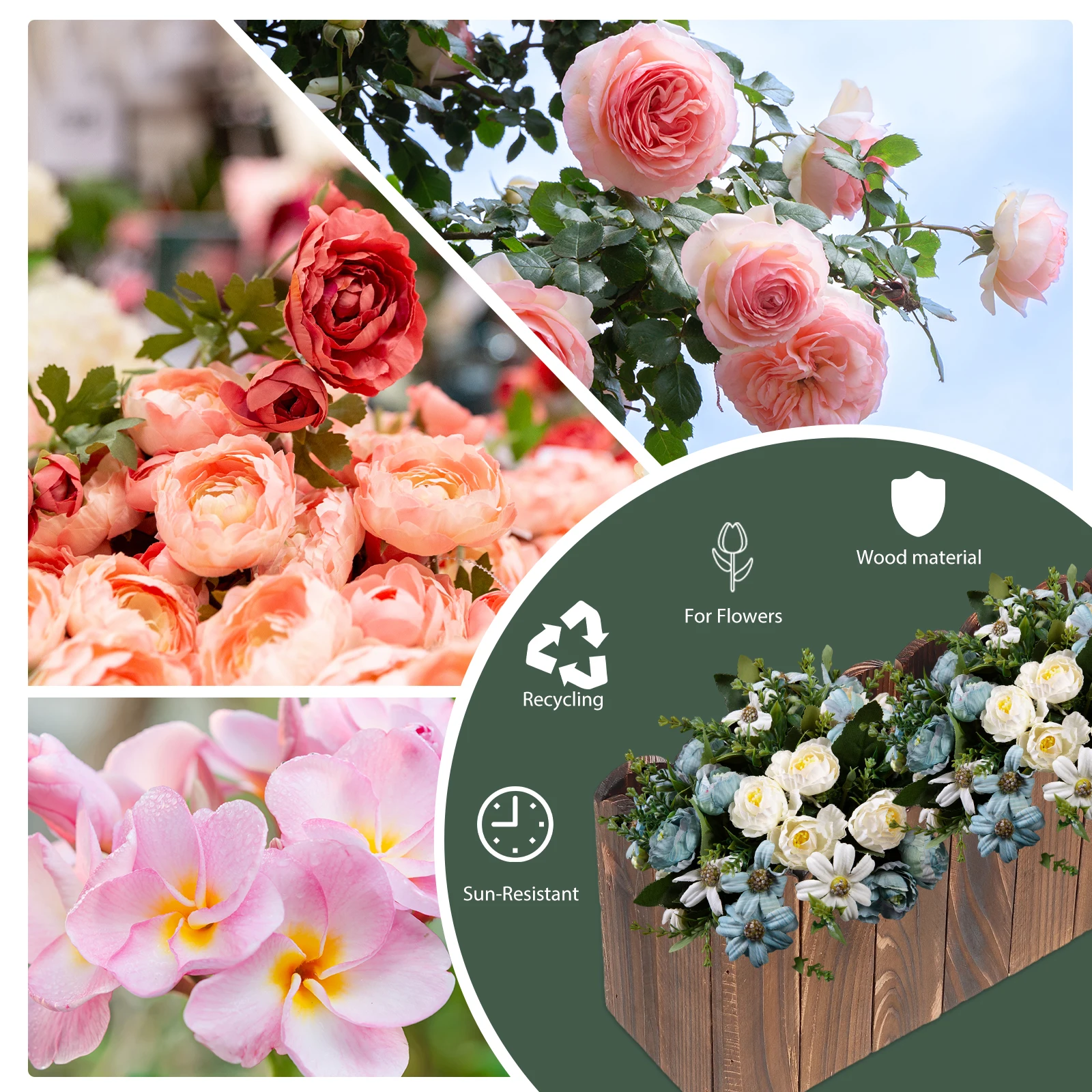 Wooden Planter Boxes Rectangle Flowerpot Picket Fence Ornament Farmhouse Container Outdoor Garden Pots Versatile Design 
Wooden Planter Boxes Rectangle Flowerpot Picket Fence Ornament Farmhouse Container Outdoor Garden Pots Versatile Design