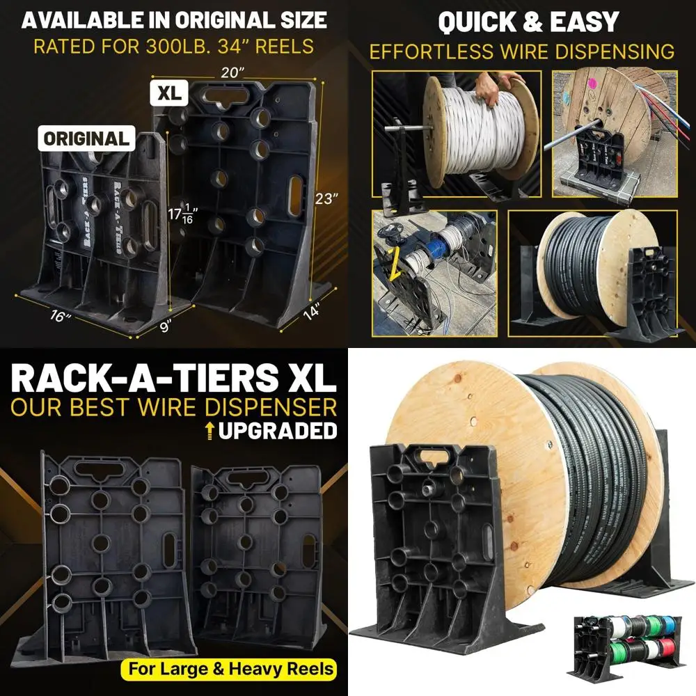 Multi-Pose Cable Dispenser - Premium Wire Rack and Spool Caddy
Multi-Pose Cable Dispenser - Premium Wire Rack and Spool Caddy