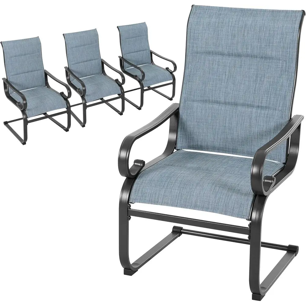 4-Piece Weather-Resistant Patio Chair Set with Cushions, Durable Metal Frame, Suitable for Outdoor, Garden, Poolside, Blue and B
4-Piece Weather-Resistant Patio Chair Set with Cushions, Durable Metal Frame, Suitable for Outdoor, Garden, Poolside, Blue and B