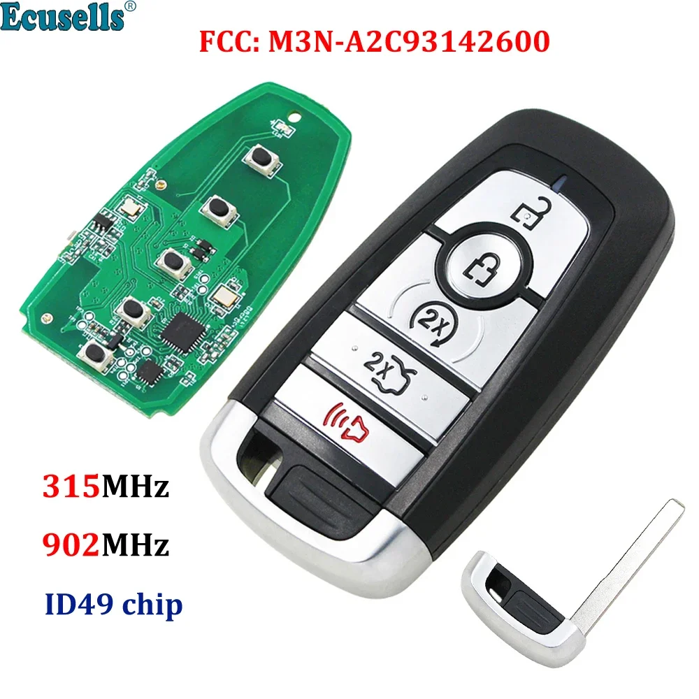 5 Button Smart Remote Key 902MHZ 315MHz for Ford Edge Fusion 2017 2018 Expedition Explorer 2018 2019 FCC ID: M3N-A2C93142600
5 Button Smart Remote Key 902MHZ 315MHz for Ford Edge Fusion 2017 2018 Expedition Explorer 2018 2019 FCC ID: M3N-A2C93142600