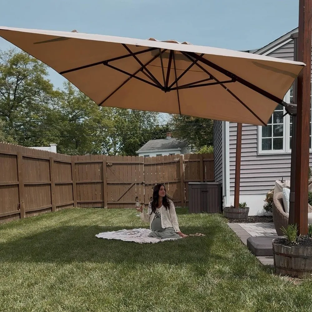 8X8Ft Cantilever Patio Umbrella, with Base Included Square Umbrella, with 360° Rotation and Aluminum Offset Hanging
8X8Ft Cantilever Patio Umbrella, with Base Included Square Umbrella, with 360° Rotation and Aluminum Offset Hanging