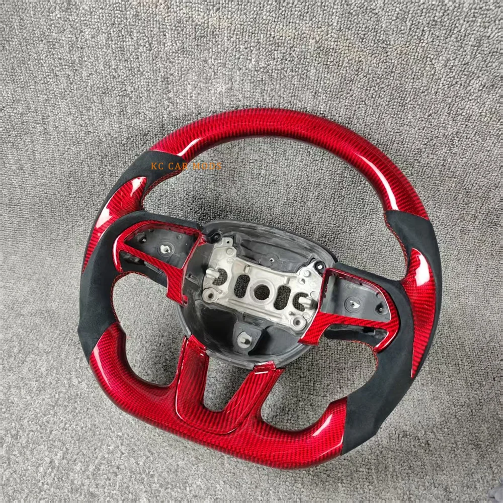 Customized Red Carbon fiber Perforated Leather Red stitch Steering Wheel For 2019 Dodge
Customized Red Carbon fiber Perforated Leather Red stitch Steering Wheel For 2019 Dodge
