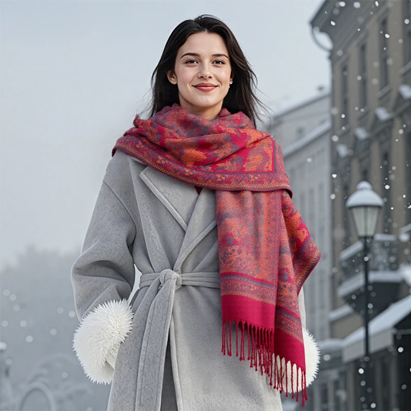 Tassel Blanket Design Thick Pashmina New Winter Warm Shawl Wrap Jacquard Cashmere Scarf Women Neckerchief Echarpe Poncho Stoles
Tassel Blanket Design Thick Pashmina New Winter Warm Shawl Wrap Jacquard Cashmere Scarf Women Neckerchief Echarpe Poncho Stoles