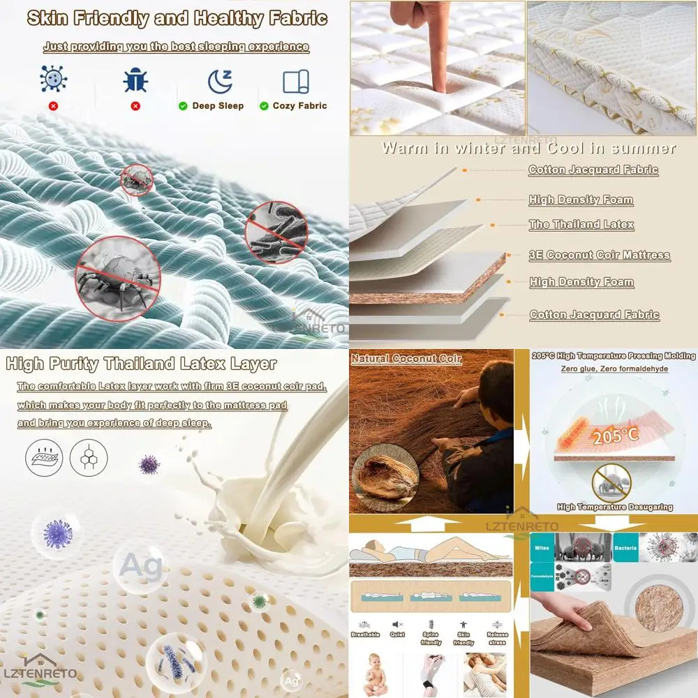 Coir Mattress Pad, 3 Palm Mattress Topper, Thick Coir Mattress in 6, 9, 11, Washable (White, 80x200x9cm)
Coir Mattress Pad, 3 Palm Mattress Topper, Thick Coir Mattress in 6, 9, 11, Washable (White, 80x200x9cm)