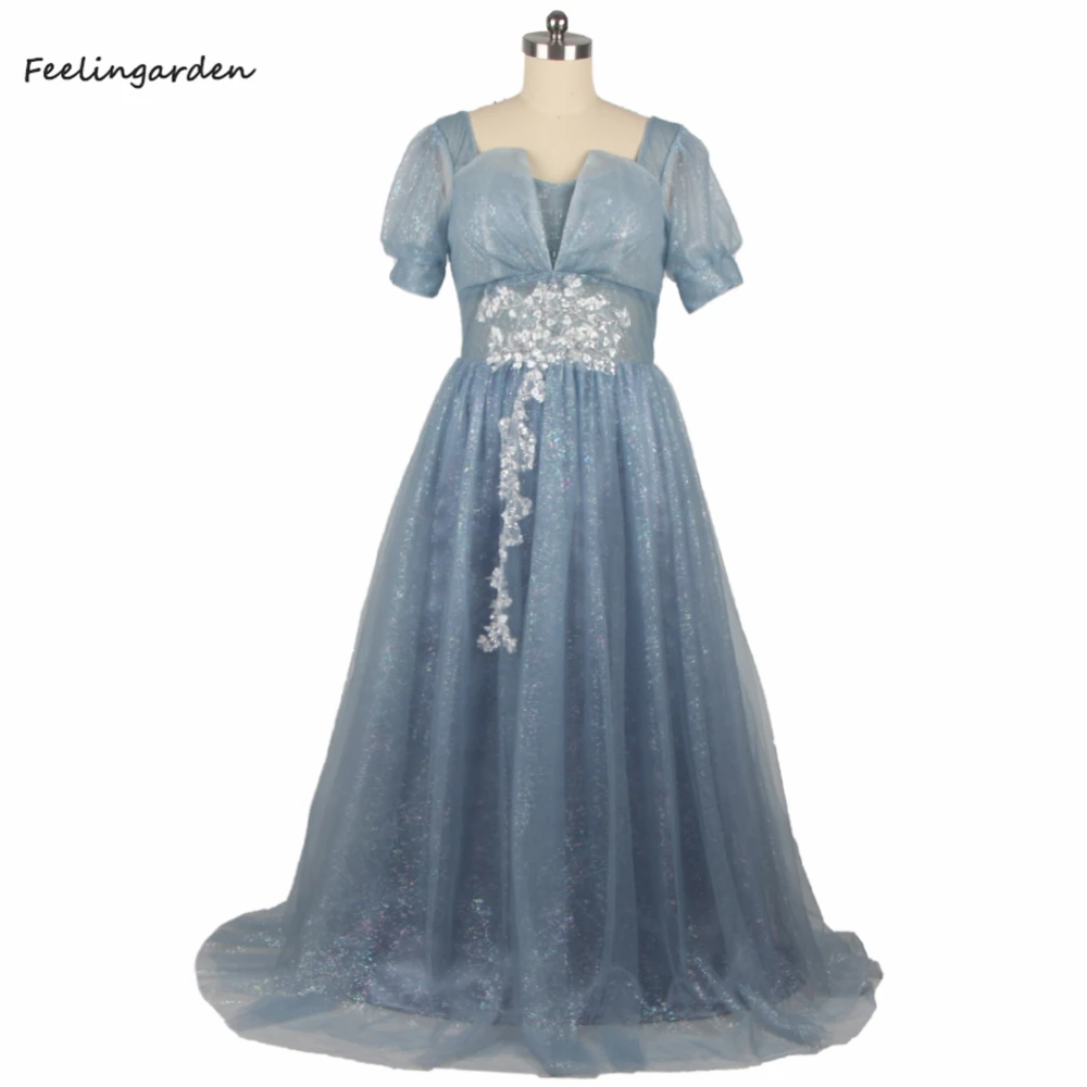 Feelingarden Blue Evening Dress Square Collar Short Sleeves Lace up Pleat A-line Floor Length Plus size Lady Party Dresses A1940
Feelingarden Blue Evening Dress Square Collar Short Sleeves Lace up Pleat A-line Floor Length Plus size Lady Party Dresses A1940