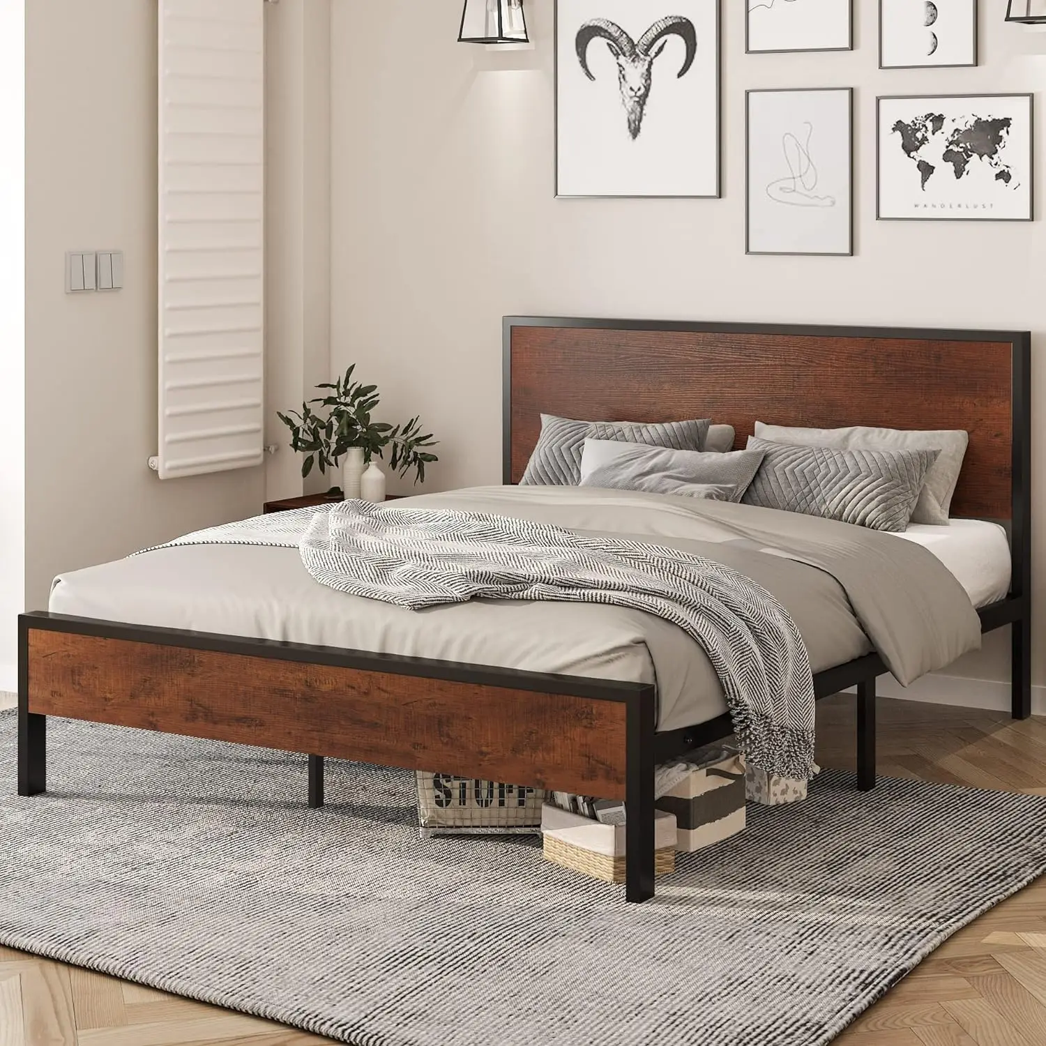 Full Size Bed Frame with Wood Headboard and Footboard Platform, Heavy Duty Metal Frame with 12" Under Bed Storage
Full Size Bed Frame with Wood Headboard and Footboard Platform, Heavy Duty Metal Frame with 12" Under Bed Storage