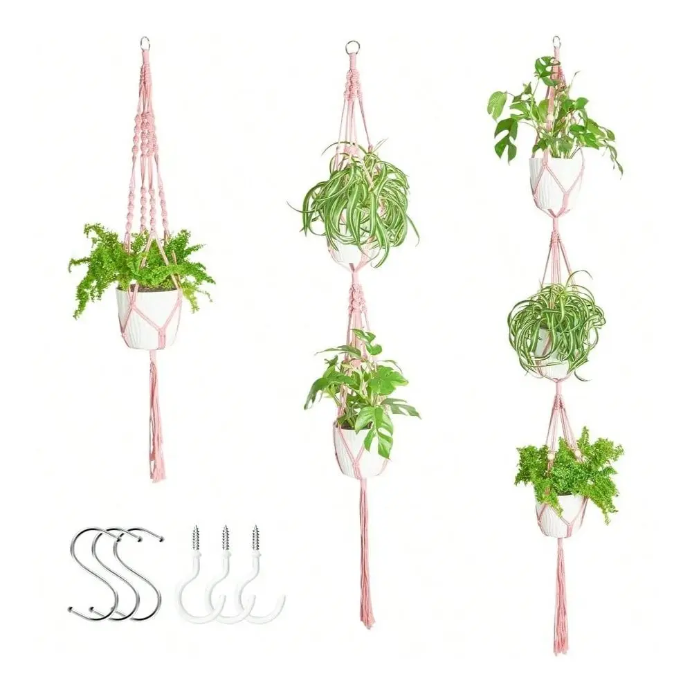 Pack Macrame Plant Hanger Indoor Set With Hooks Handmade Woven Cotton Rope Flower Pot Crochet Plant Holder Stand Boho Plant Dec
Pack Macrame Plant Hanger Indoor Set With Hooks Handmade Woven Cotton Rope Flower Pot Crochet Plant Holder Stand Boho Plant Dec