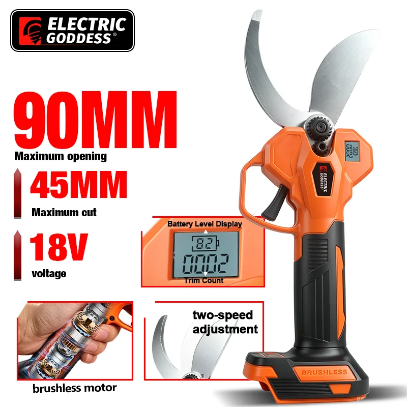 45mm Brushless Electric Pruning Shear 2 Gear Cordless Garden Fruit Tree Bonsai Beautify Tool for Makita 18V Battery Pins
45mm Brushless Electric Pruning Shear 2 Gear Cordless Garden Fruit Tree Bonsai Beautify Tool for Makita 18V Battery Pins