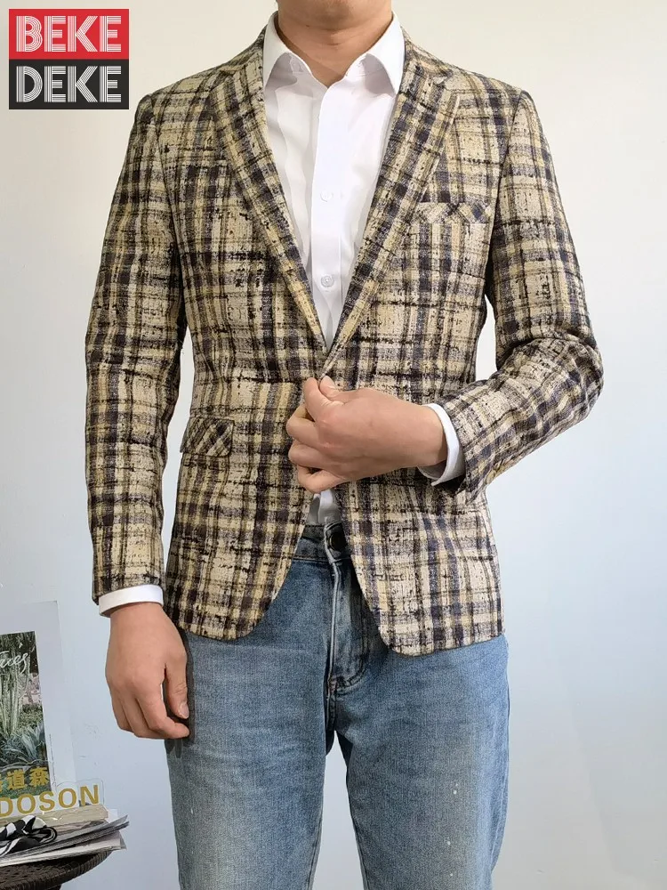 Chic Autumn Winter New Style Men Casual Grid Blazers Coat Suit Collar Slim Fit Gentleman Single Button Daily Fashion Outerwear
Chic Autumn Winter New Style Men Casual Grid Blazers Coat Suit Collar Slim Fit Gentleman Single Button Daily Fashion Outerwear
